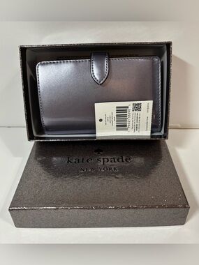 NIB with tag kate spade Kenzie Candied Lilac patent fabric wallet